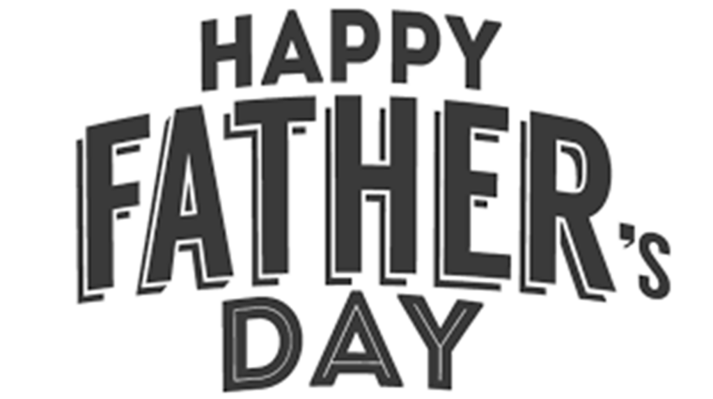 The image shows the text "Happy Father's Day" in bold, black, capital letters. The word "Father's" is the largest, with "Happy" above and "Day" below it, forming a compact, centered design. Perfect for sending Father's Day wishes, the background is plain and white.